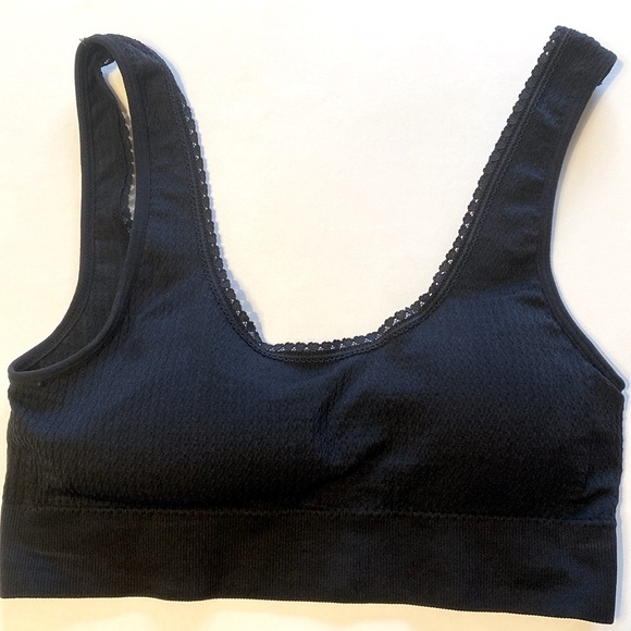 Small Jessica Simpson Sports Bra Stretchy Crop Tank Top Bralette Black - Picture 3 of 11